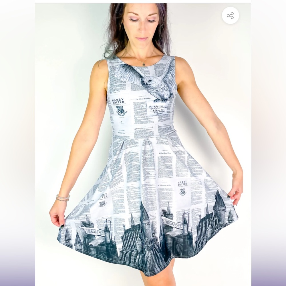 Harry Potter Hogwarts Castle print Babydoll dress size small